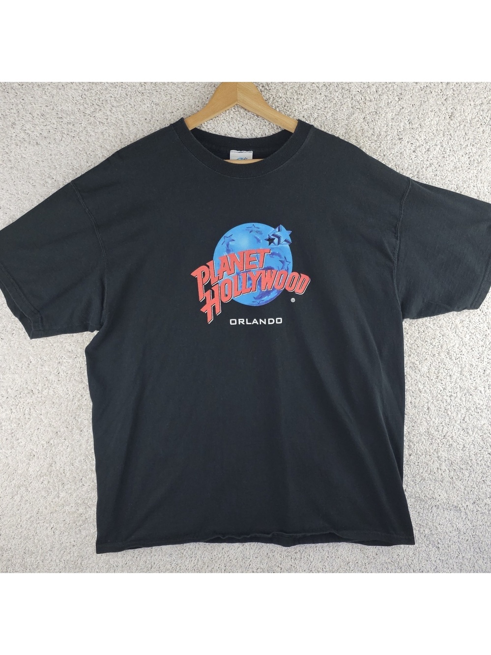 Vintage 90s Planet Hollywood Orlando Shirt Mens 2XL Black Graphic Cotton 1998
